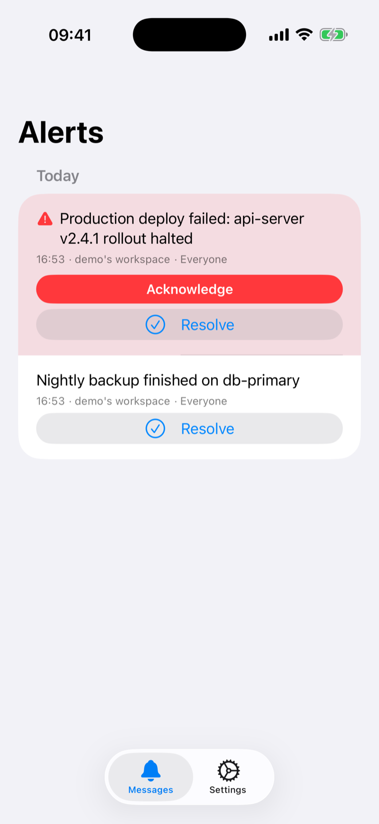 iPhone: critical alert pending acknowledgement
