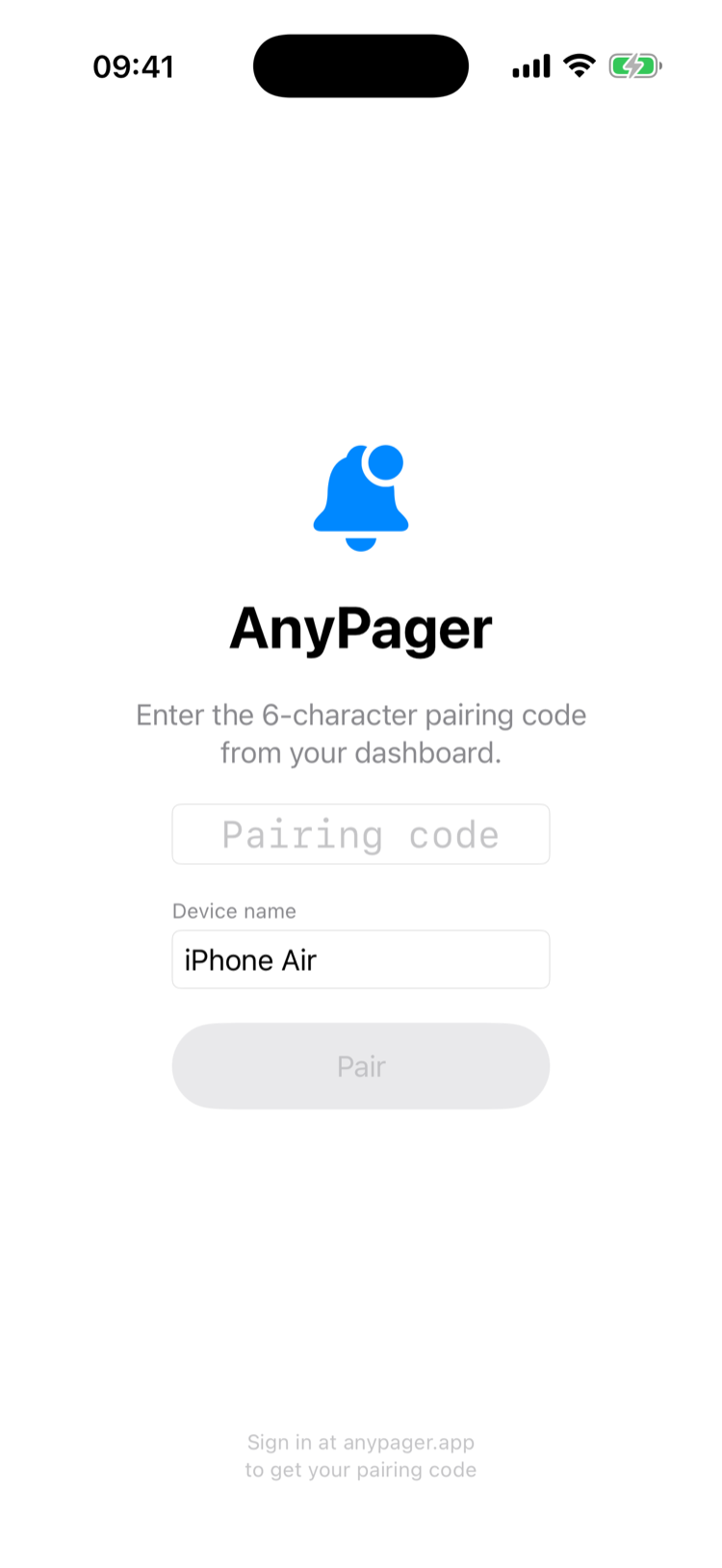 iPhone: pairing screen